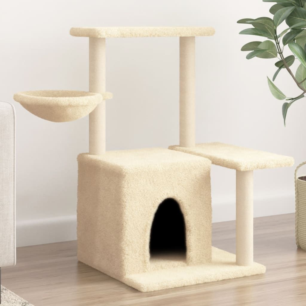Albero per Gatti con Tiragraffi in Sisal Crema 83 cm vidaXL