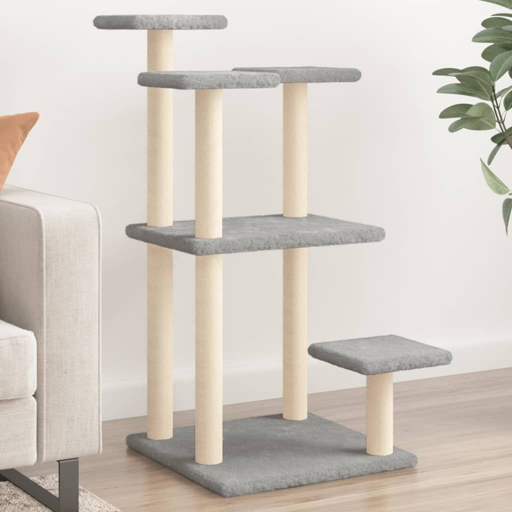 Pali Tiragraffi per Gatti con Piattaforme Grigio Chiaro 98,5 cm vidaXL