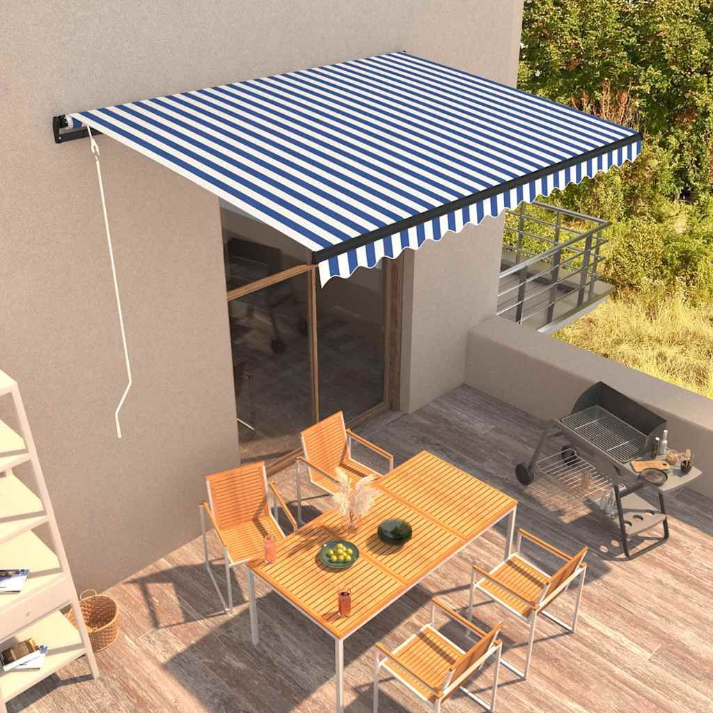 Tenda da Sole Retrattile Automatica 400x300 cm Blu e Bianca vidaXL