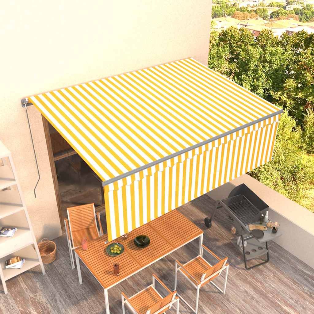 Tenda da Sole Retrattile con Parasole 4,5x3m Gialla e Bianca vidaXL