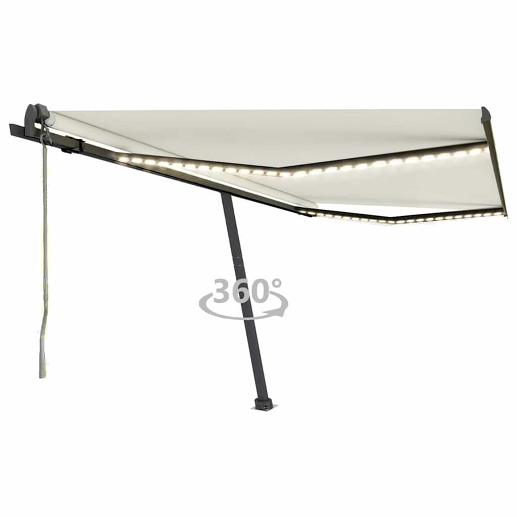 Tenda Automatica con Sensore Vento e LED 450x350 cm Crema vidaXL