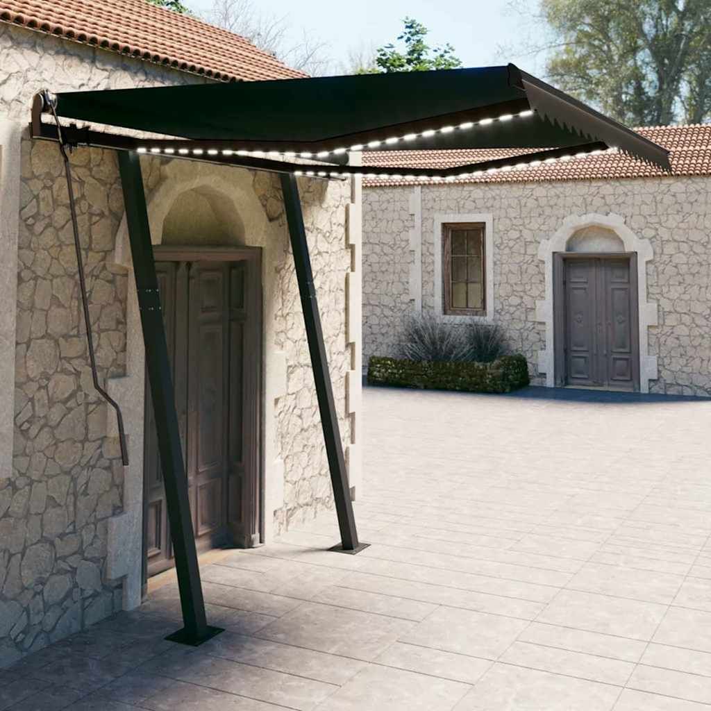 Tenda da Sole Automatica Sensore Vento e LED 3x2,5 m Antracite vidaXL