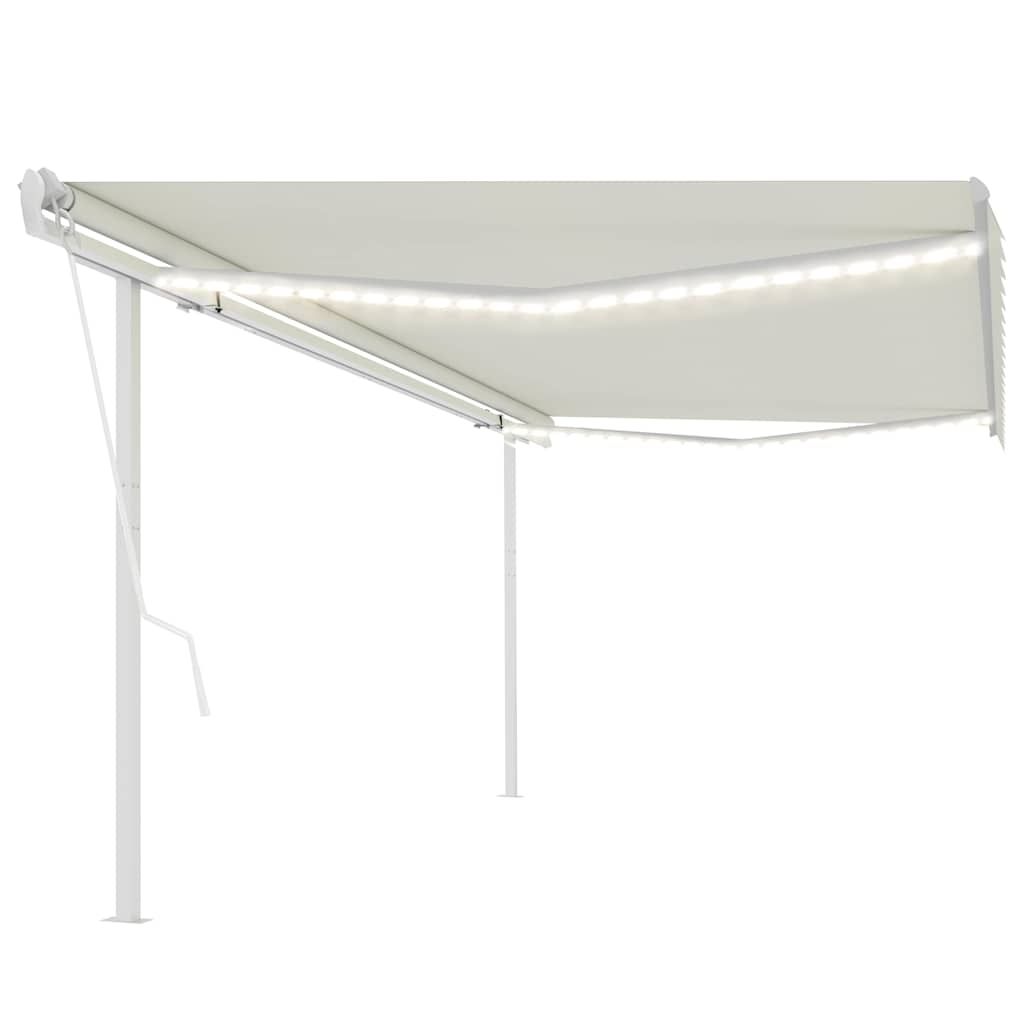 Tenda Automatica con Sensore Vento e LED 5x3,5 m Crema vidaXL