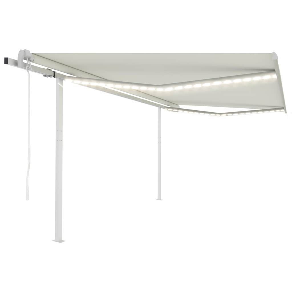Tenda Automatica con Sensore Vento e LED 4x3,5 m Crema vidaXL