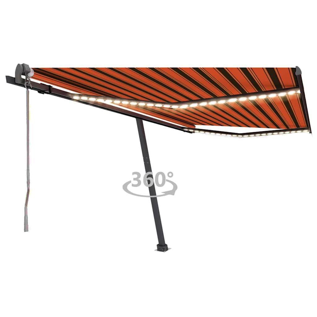Tenda Automatica Sensore Vento e LED 450x300 cm Arancio Marrone vidaXL