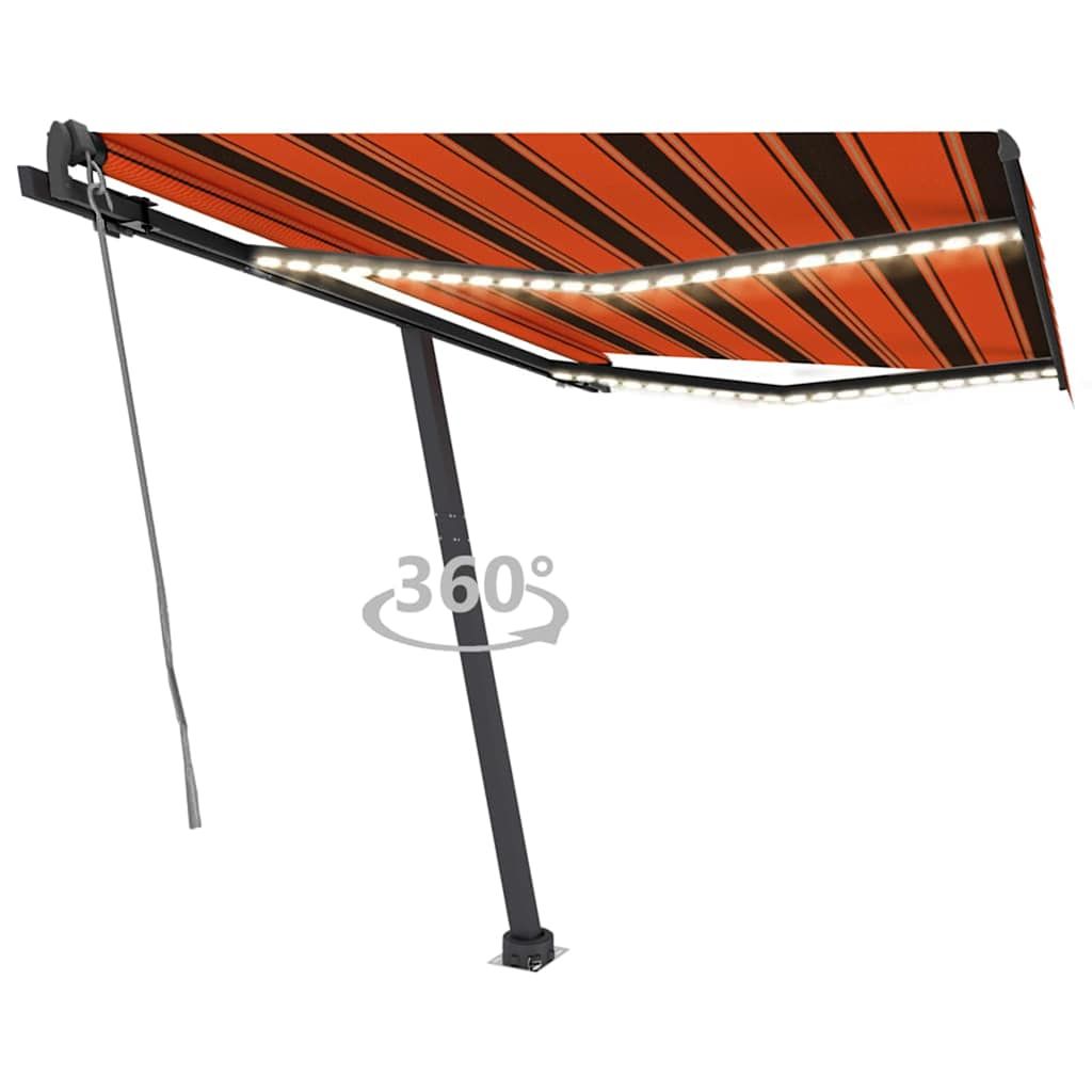 Tenda Automatica Sensore Vento e LED 350x250 cm Arancio Marrone vidaXL