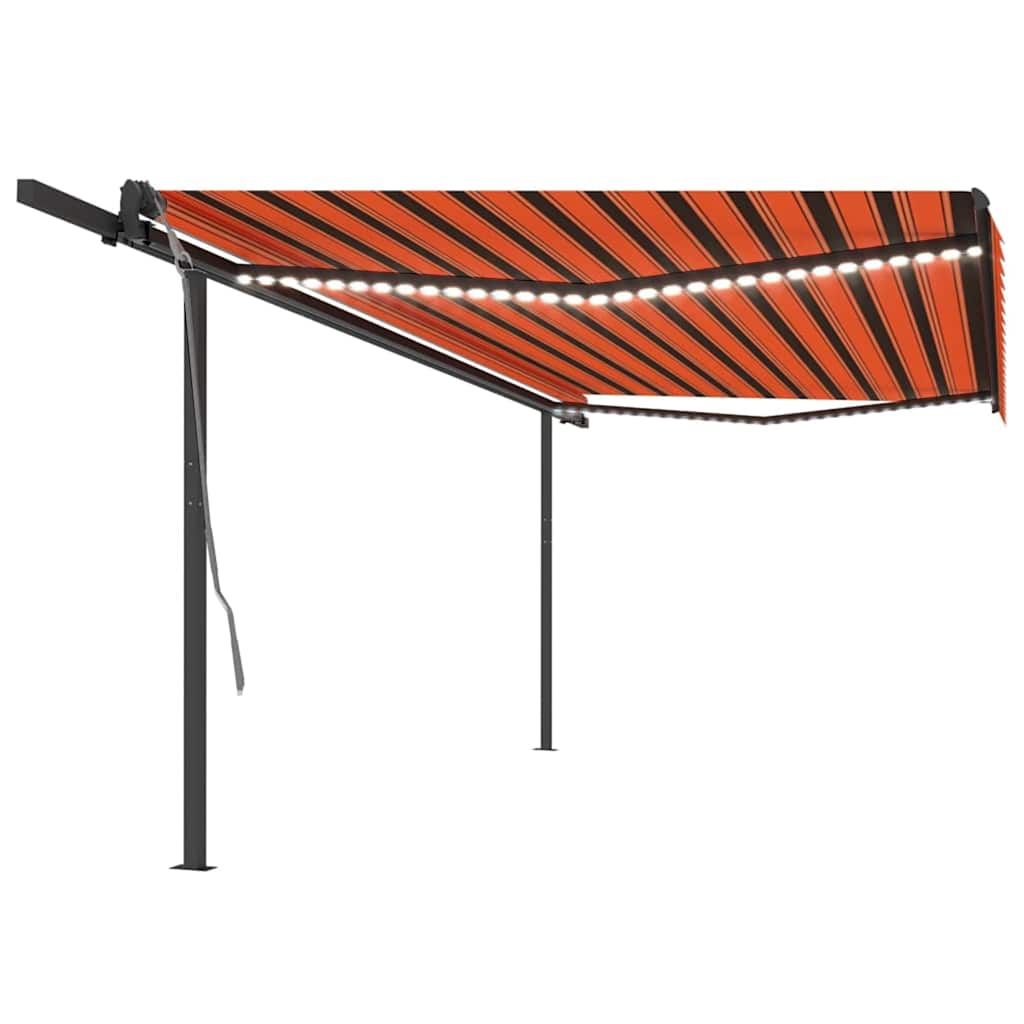Tenda Automatica con Sensore Vento e LED 5x3 m Arancio Marrone vidaXL