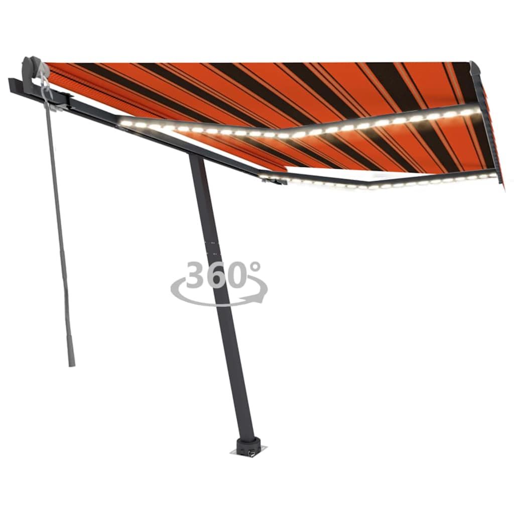 Tenda Automatica Sensore Vento e LED 300x250 cm Arancio Marrone vidaXL