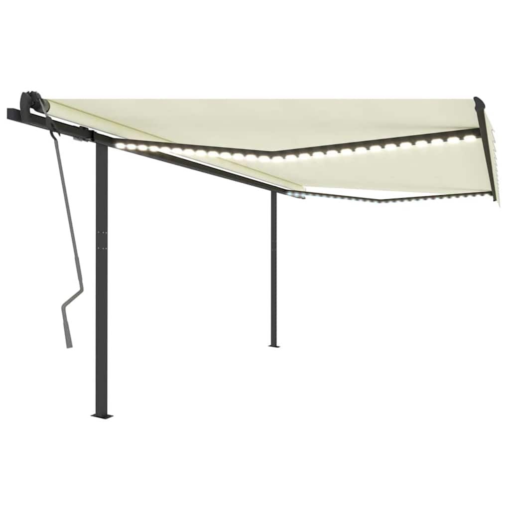 Tenda Automatica con Sensore Vento e LED 4x3,5 m Crema vidaXL