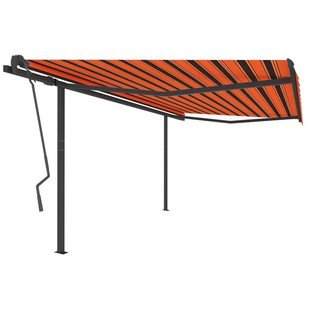 Tenda Retrattile Automatica con Pali 4x3,5 m Arancione Marrone vidaXL