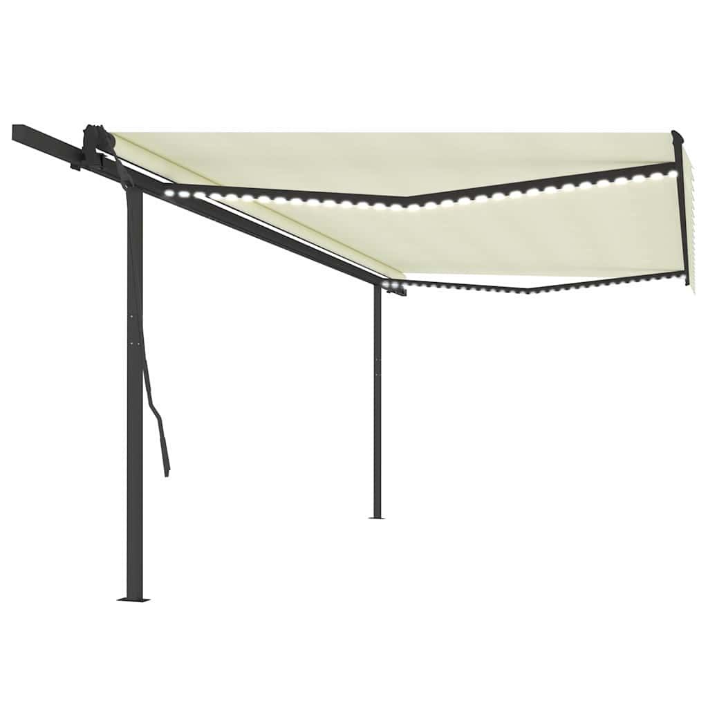 Tenda Automatica con Sensore Vento e LED 5x3,5 m Crema vidaXL