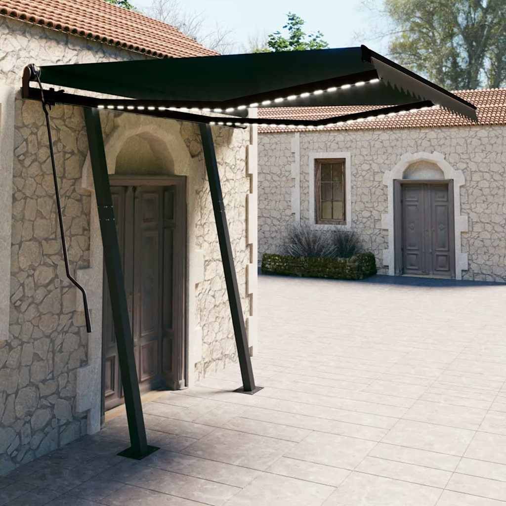 Tenda Automatica Sensore Vento e LED 3,5x2,5 cm Antracite vidaXL