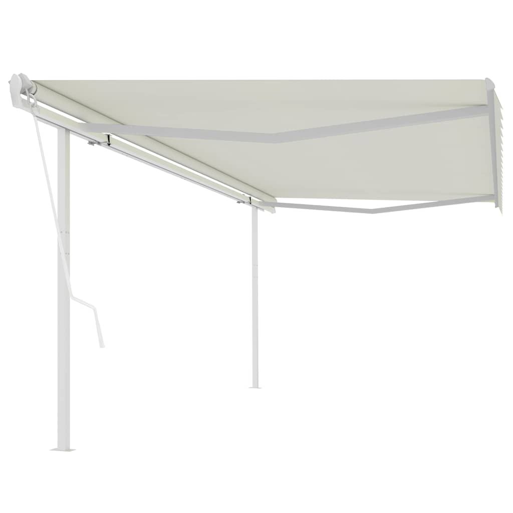 Tenda da Sole Retrattile Automatica con Pali 5x3,5 m Crema vidaXL