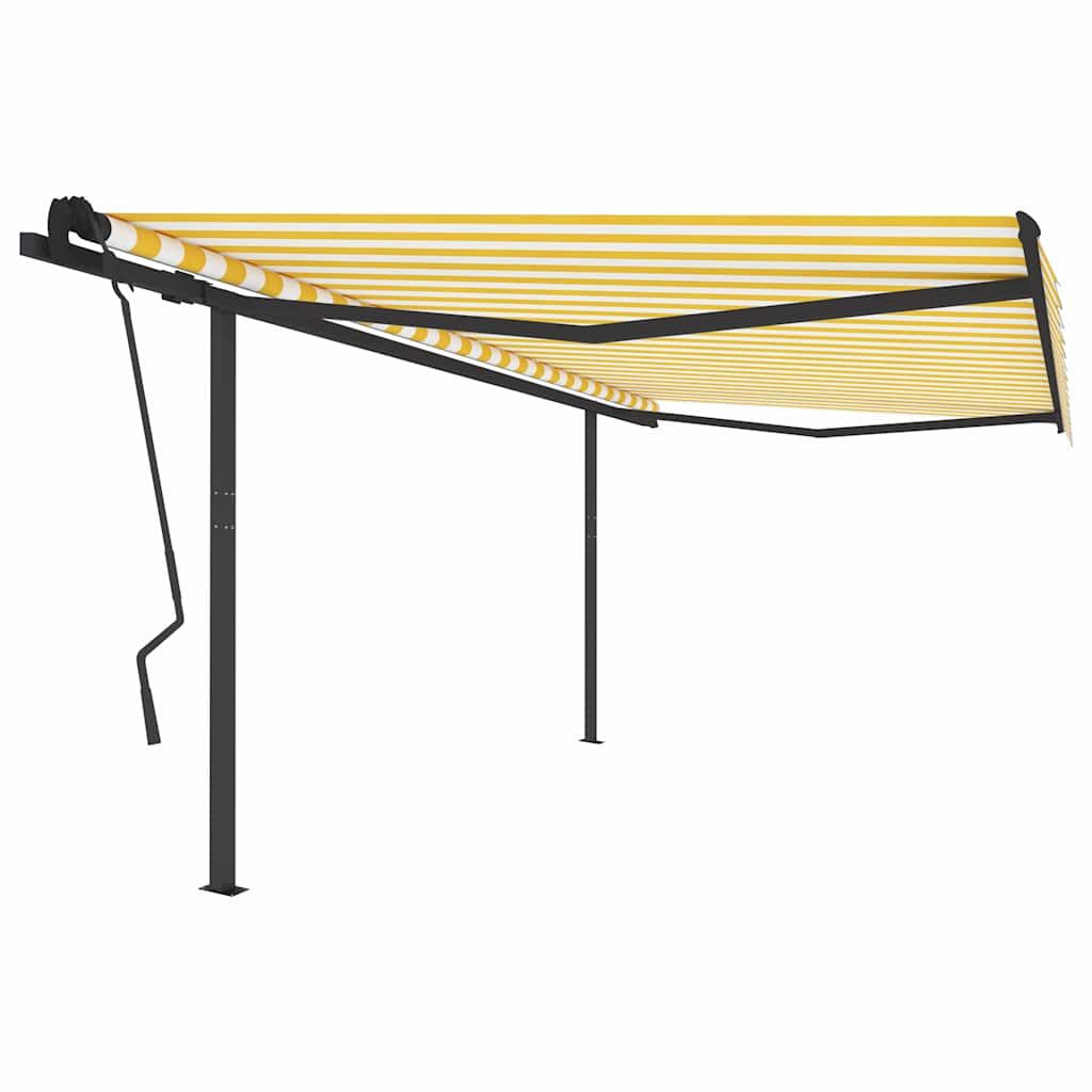 Tenda da Sole Retrattile Automatica Pali 4,5x3,5m Gialla Bianca vidaXL