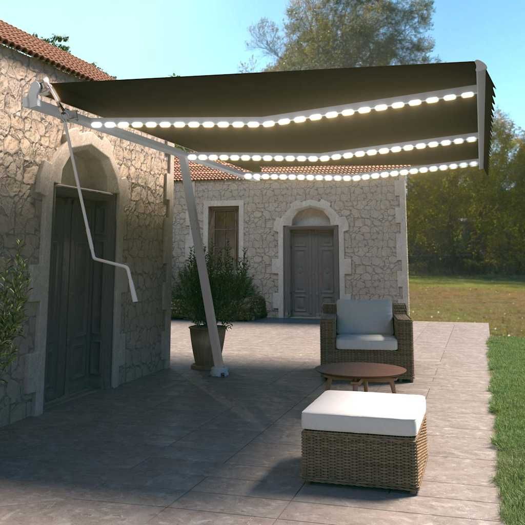 Tenda Automatica con Sensore Vento e LED 600x350 cm Antracite vidaXL