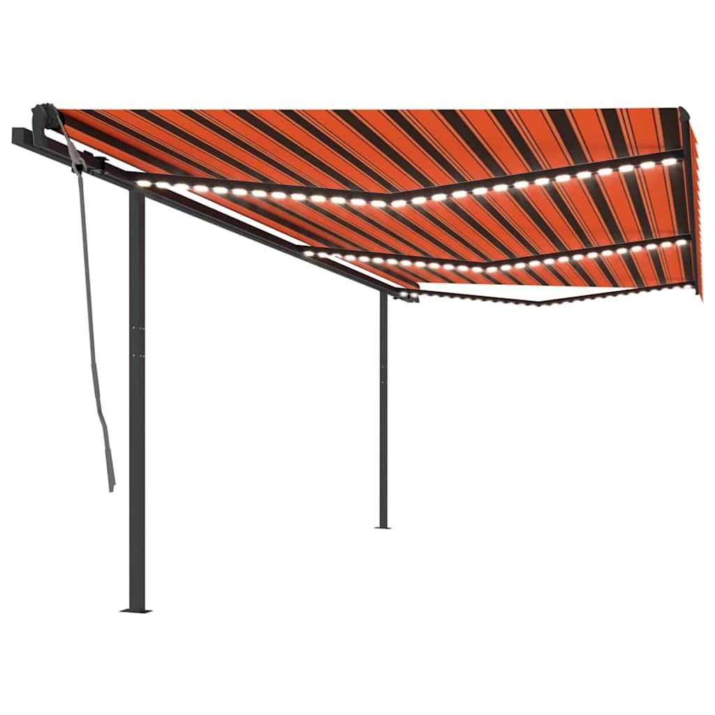 Tenda Automatica Sensore Vento e LED 6x3,5 m Arancio e Marrone vidaXL
