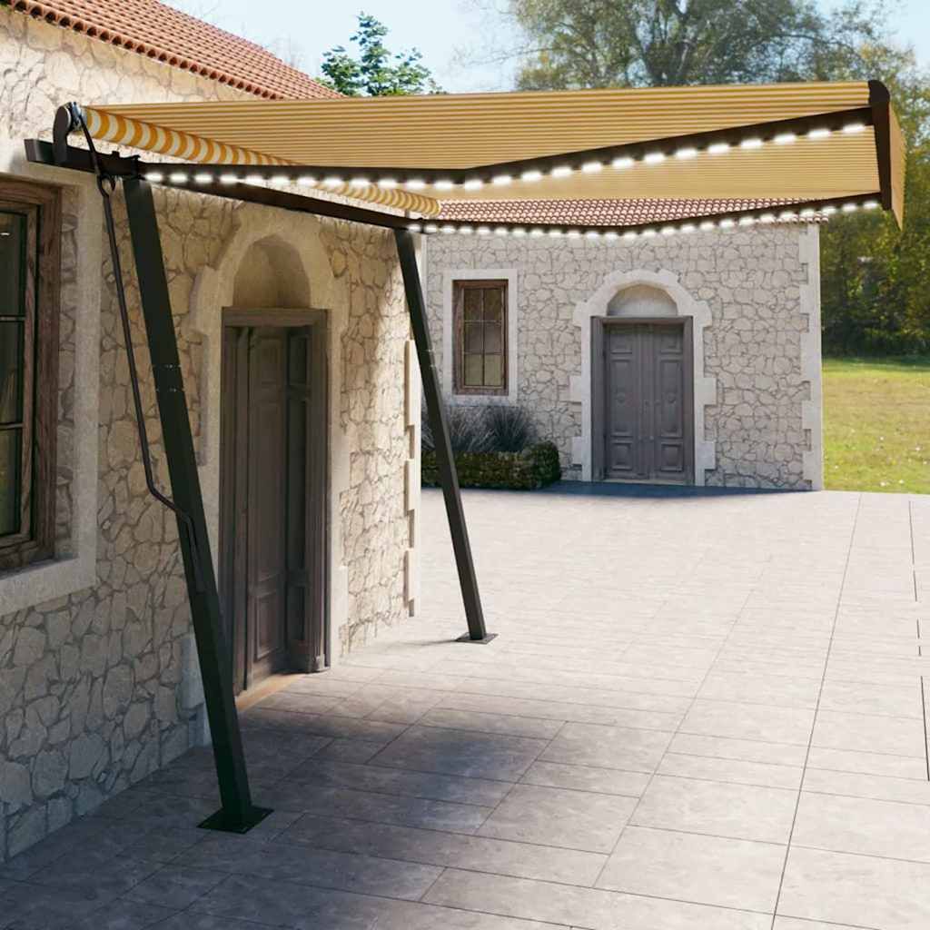 Tenda Automatica con Sensore Vento e LED 4x3 m Gialla Bianca vidaXL