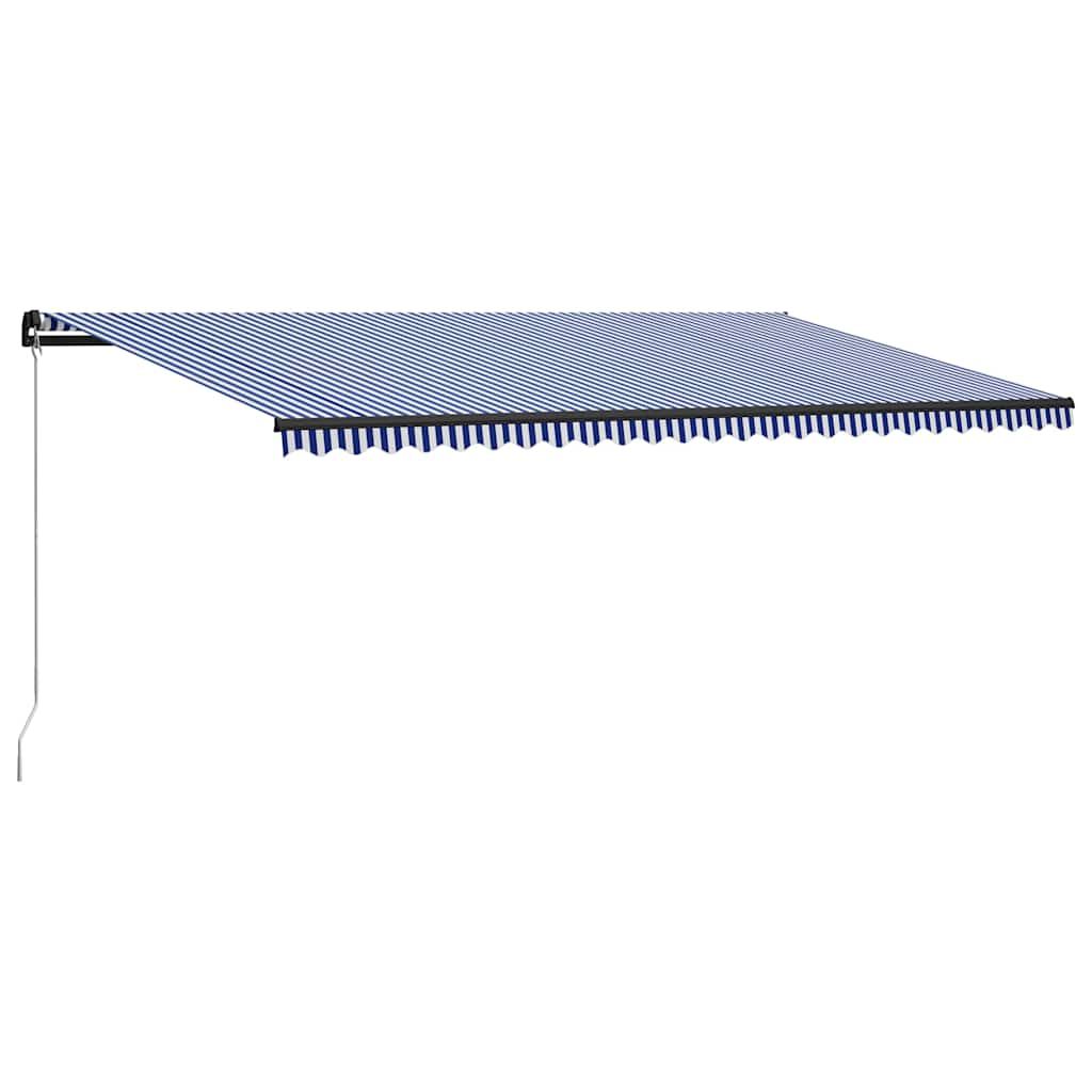 Tenda da Sole Retrattile Manuale con LED 600x300cm Blu e Bianco vidaXL