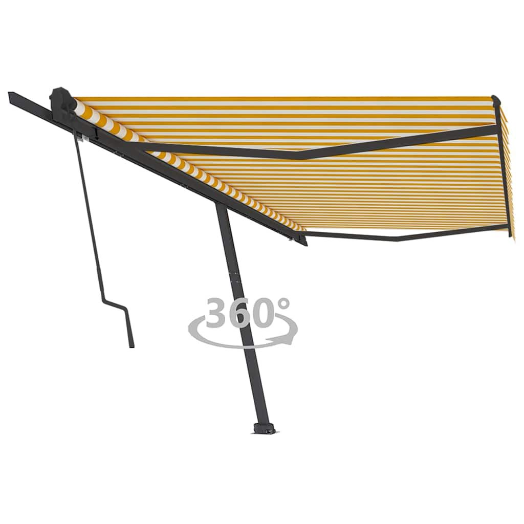 Tenda da Sole Autoportante Automatica 500x350 cm Gialla Bianca vidaXL