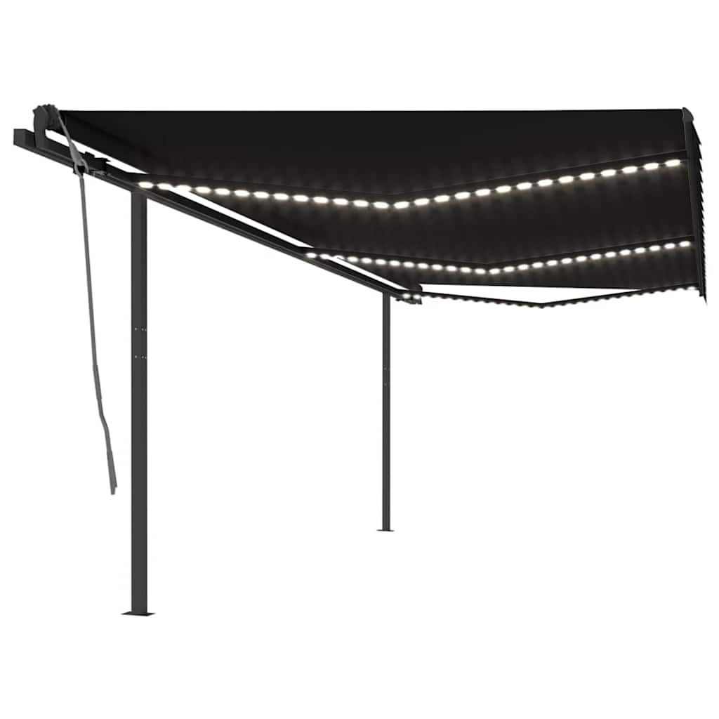 Tenda da Sole Automatica Sensore Vento e LED 6x3,5 m Antracite vidaXL