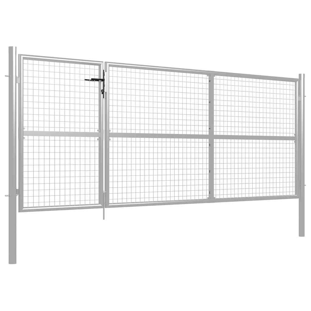 Cancello per Giardino in Acciaio 350x125 cm Argento vidaXL