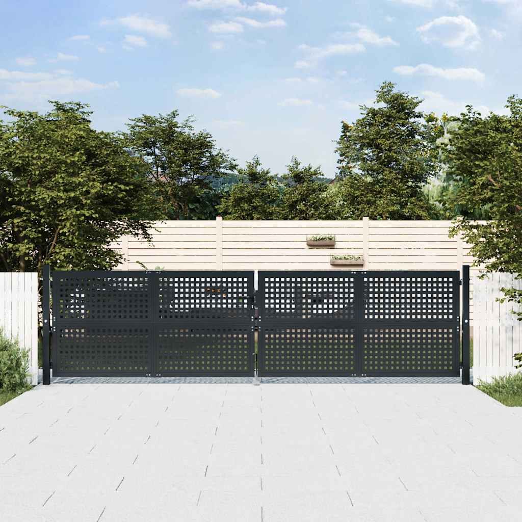 Cancello da Giardino Antracite 400x150 cm in Acciaio vidaXL