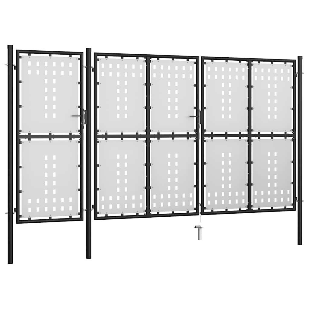 Cancello da Giardino in Acciaio 400x150 cm Nero vidaXL