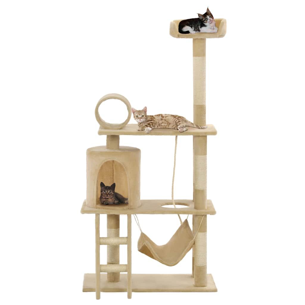 Albero per Gatti con Tiragraffi Sisal 140 cm Beige vidaXL