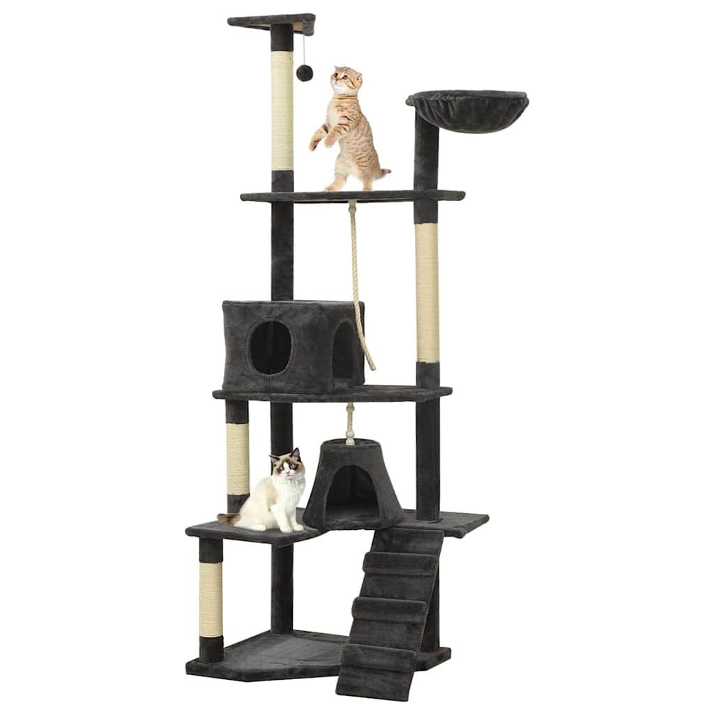 Albero per Gatti con Tiragraffi in Sisal Grigio Scuro 191 cm vidaXL