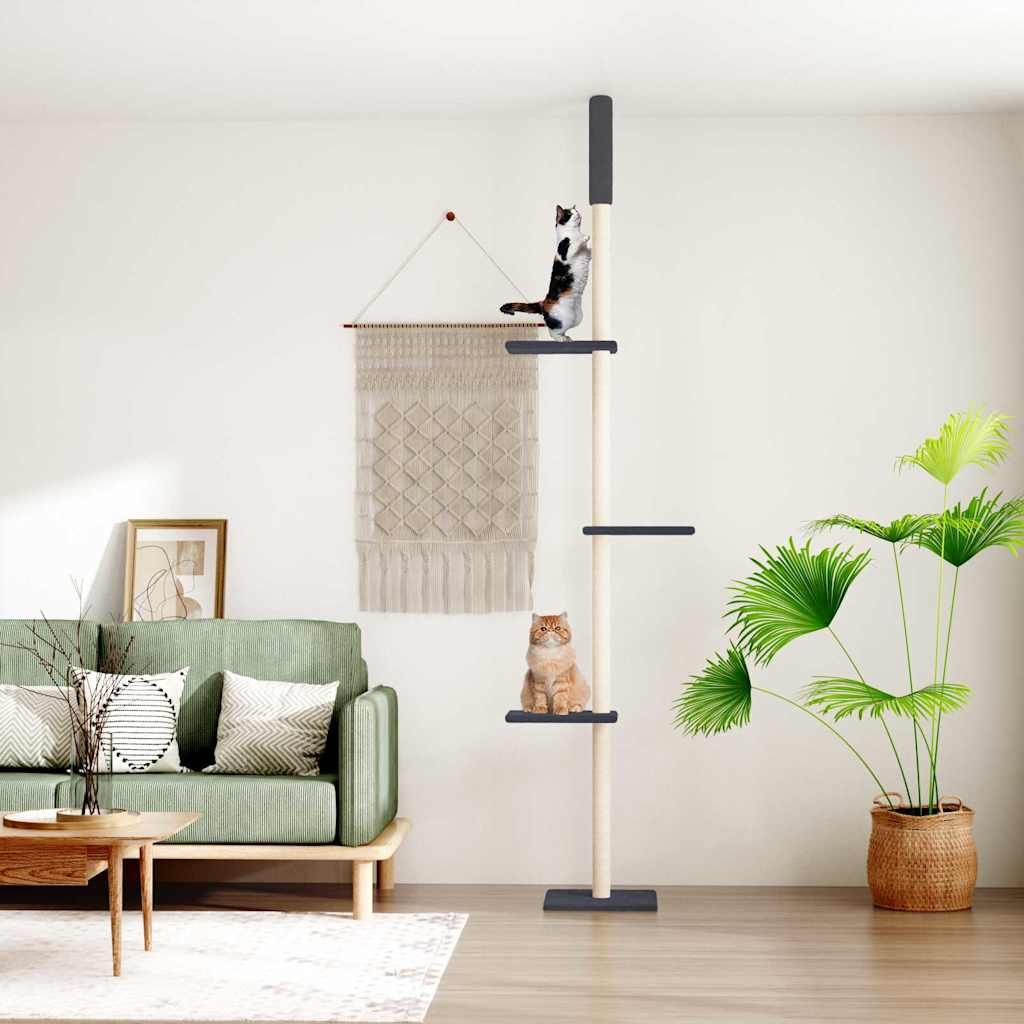 Albero per Gatti Pavimento Soffitto Grigio Scuro 267,5-297,5 cm vidaXL