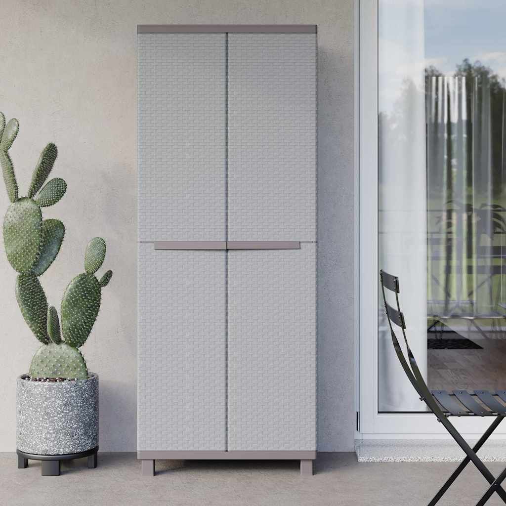 Mobiletto Portaoggetti a 2 Ante 68x37,5x170 cm Grigio e Beige vidaXL