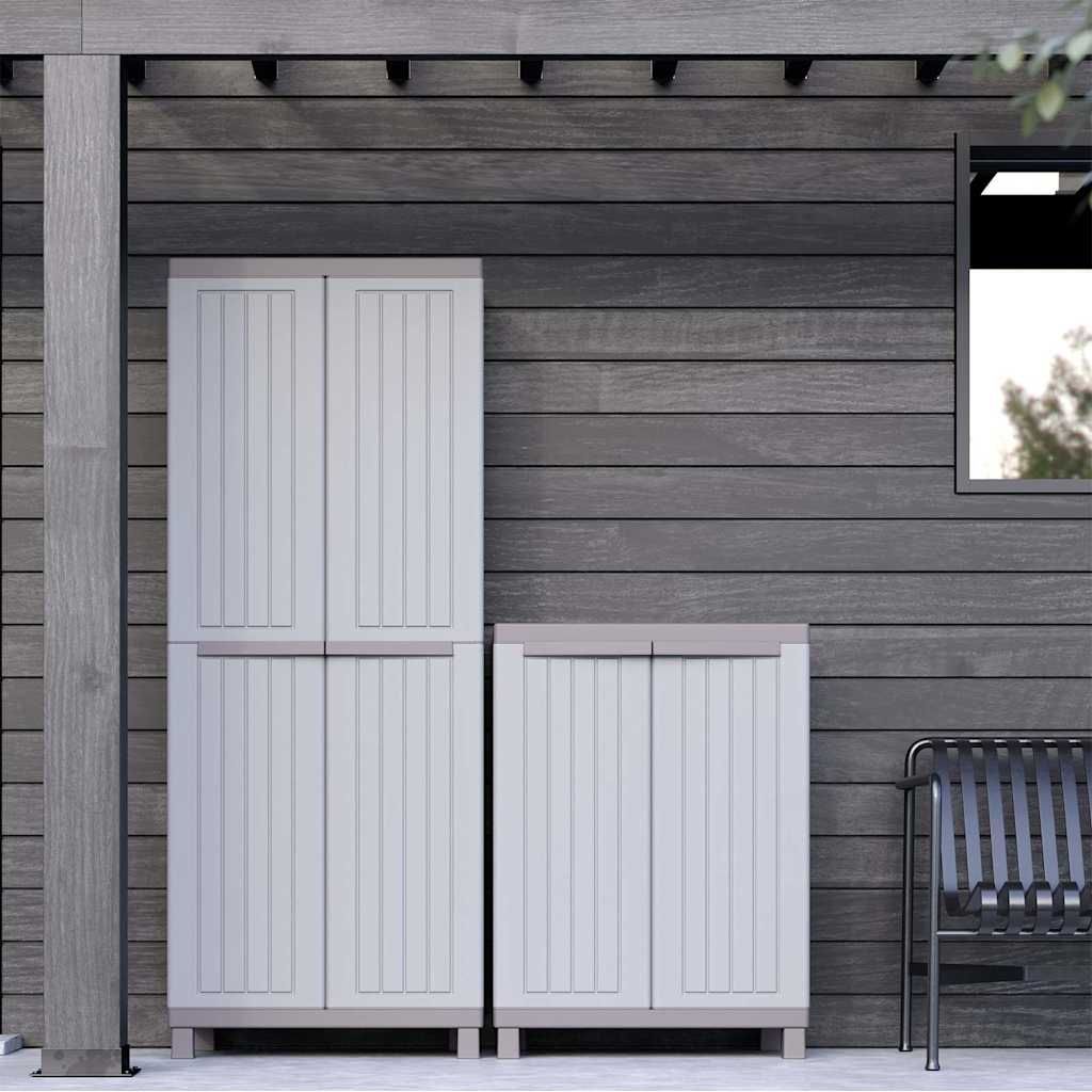 Mobiletto Portaoggetti 2 Ante 68x39x170 cm Grigio Chiaro Beige vidaXL