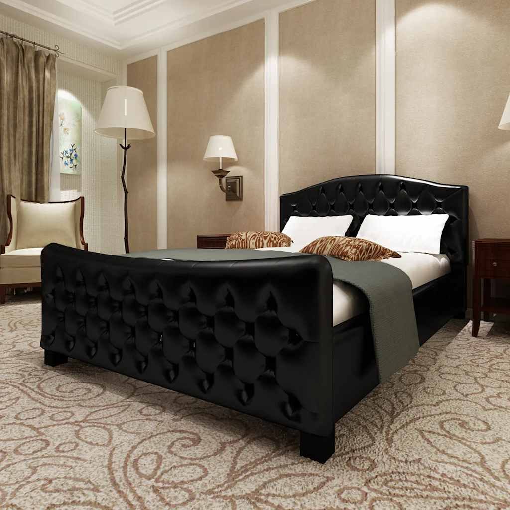 Letto con Materasso Nero in Similpelle 140x200 cm vidaXL