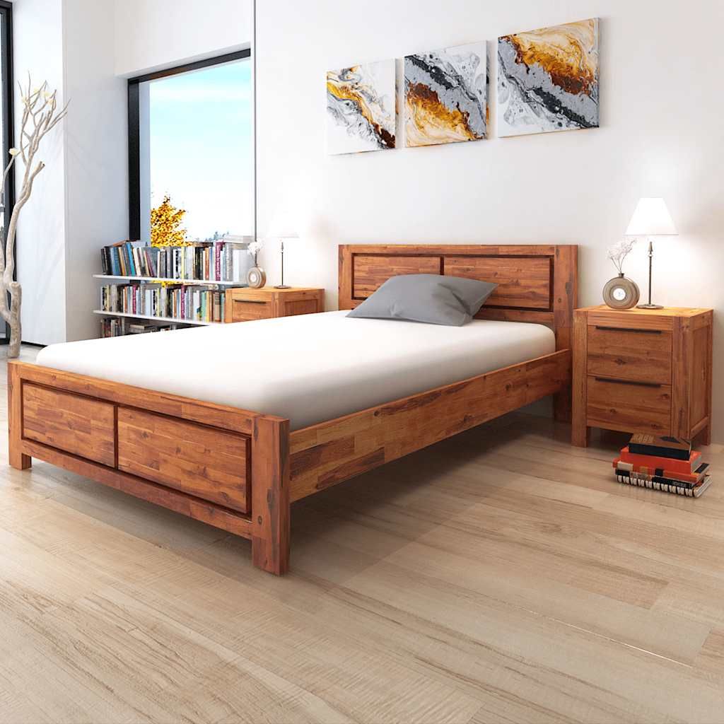 Letto con Materasso in Massello di Acacia 140x200 cm vidaXL