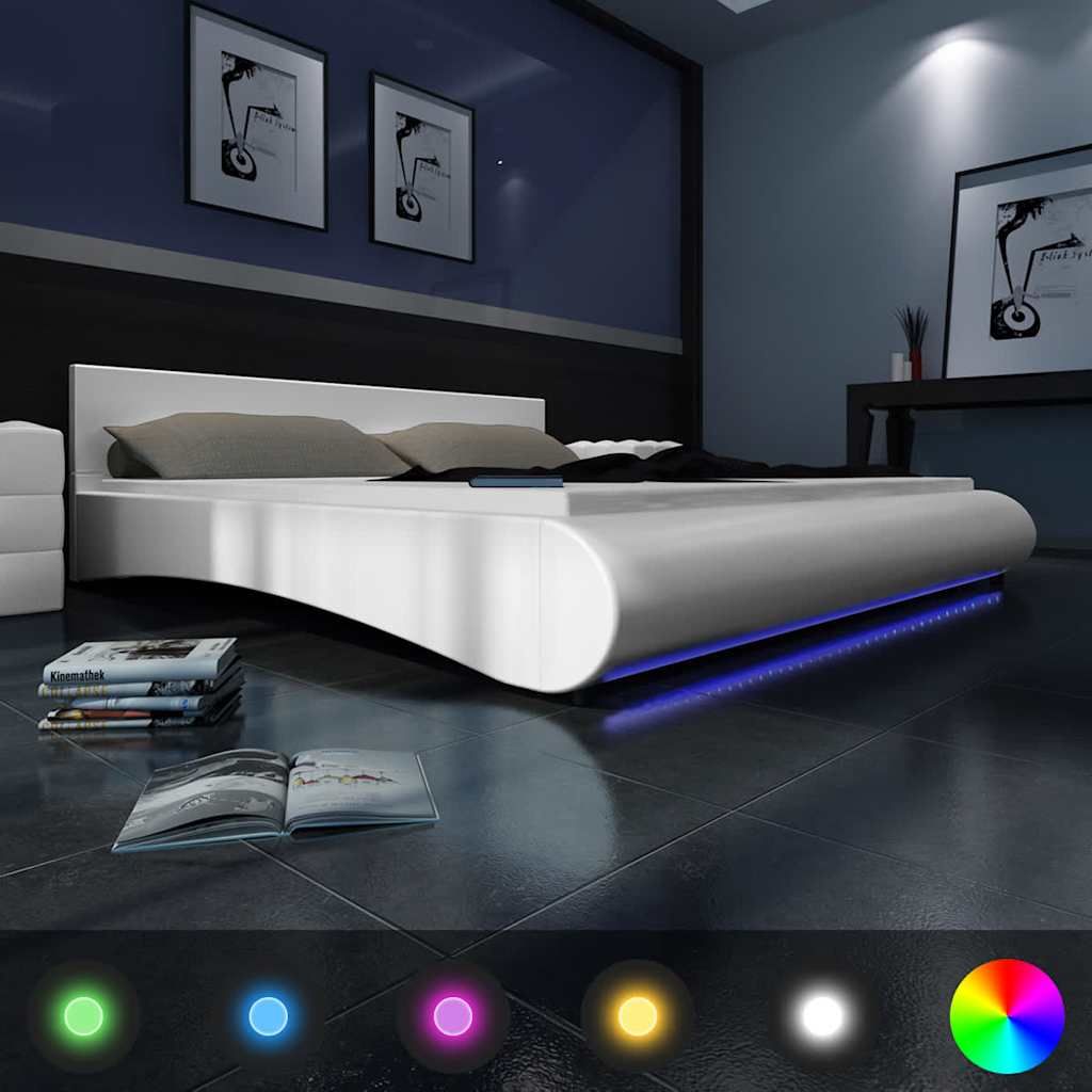 Letto con Materasso a LED Bianco in Similpelle 180x200 cm vidaXL