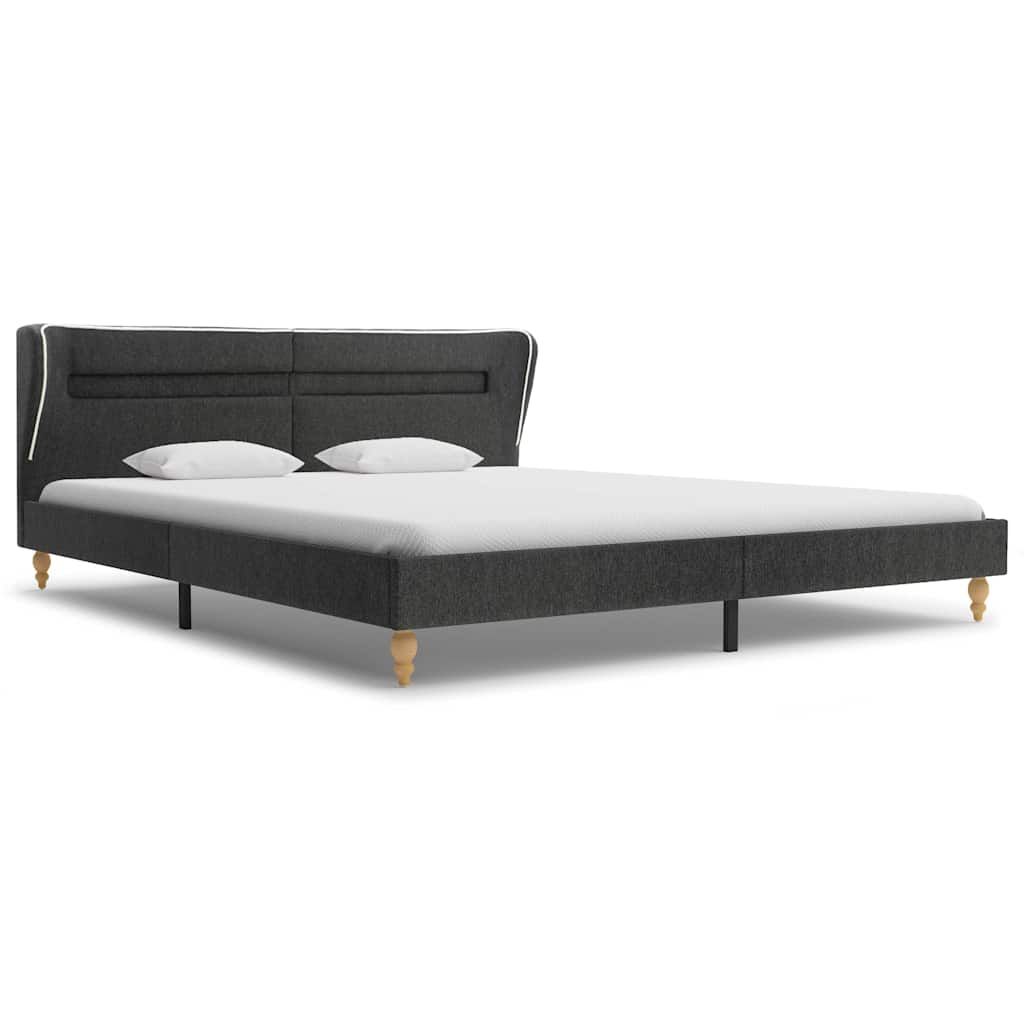 Letto con LED e Materasso Tela Ruvida Grigio Scuro 180x200cm vidaXL