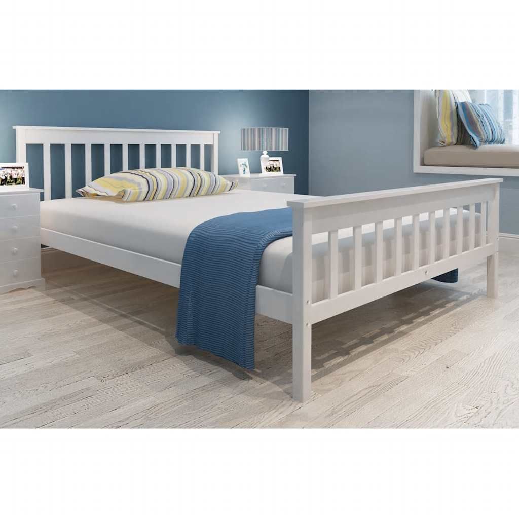 Letto con Materasso Bianco in Massello di Pino 140x200 cm vidaXL