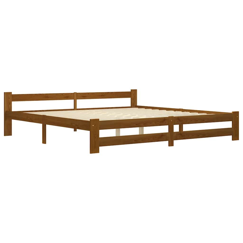 Giroletto senza Materasso Marrone Ambra Legno Massello 200x200 vidaXL