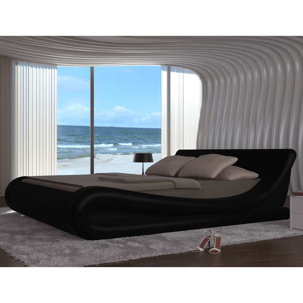 Letto con Materasso Memory Foam Nero in Similpelle 140x200 cm vidaXL