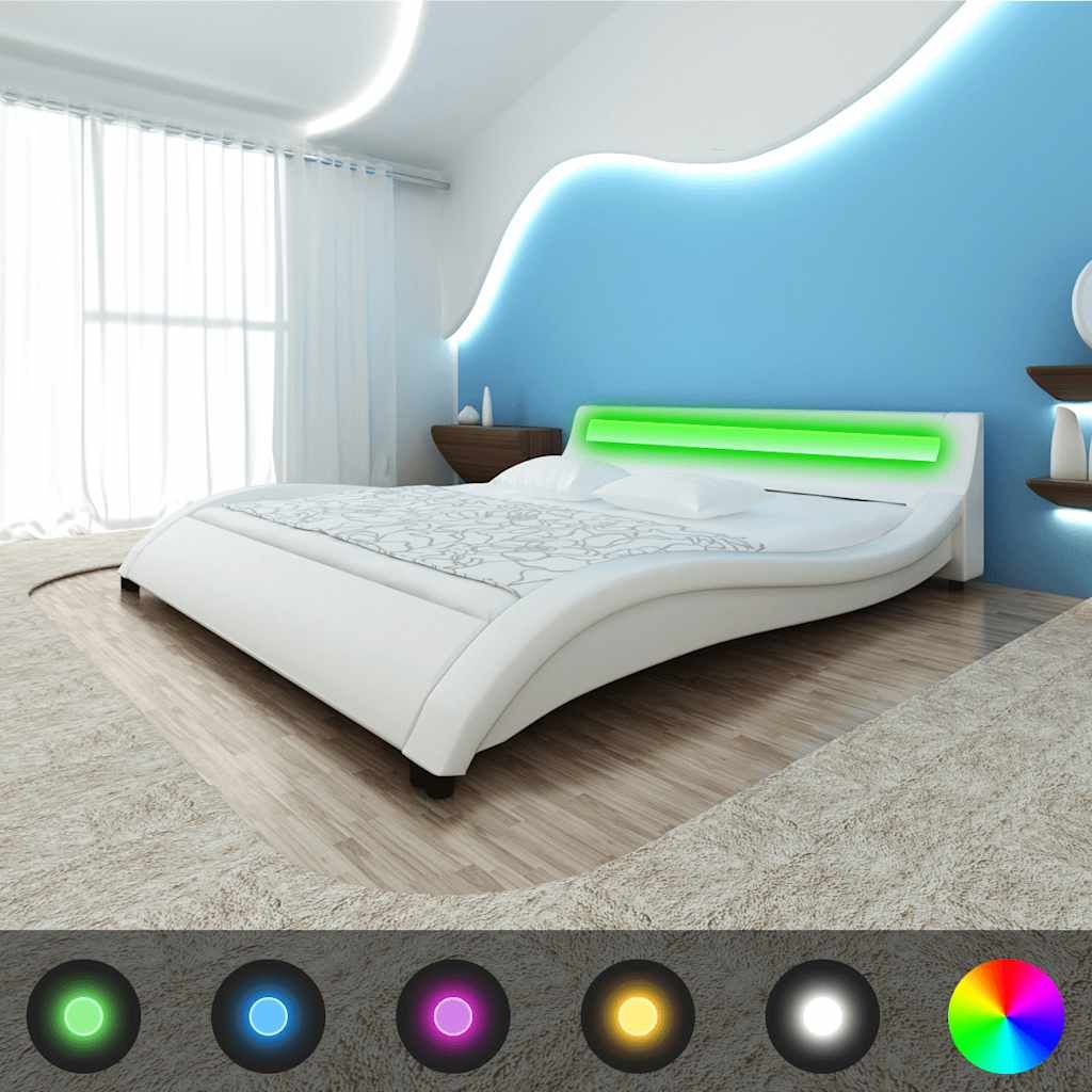 Letto con Materasso Memory e LED Bianco in Similpelle 180x200cm vidaXL