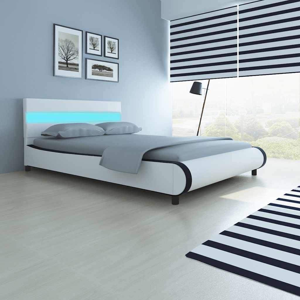 Letto con Materasso e LED Bianco in Similpelle 140x200 cm vidaXL