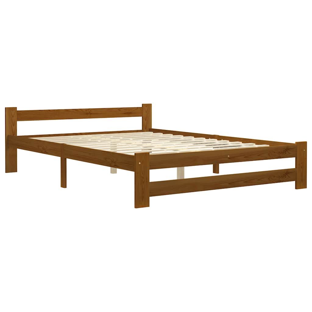 Giroletto senza Materasso Marrone Ambra Legno Massello 160x200 vidaXL