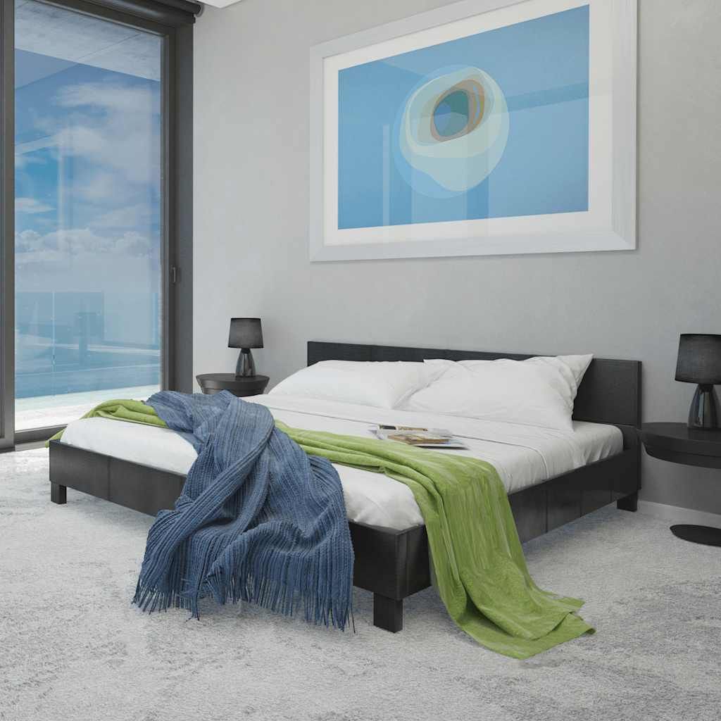 Letto con Materasso Memory Foam Nero in Similpelle 140x200 cm vidaXL