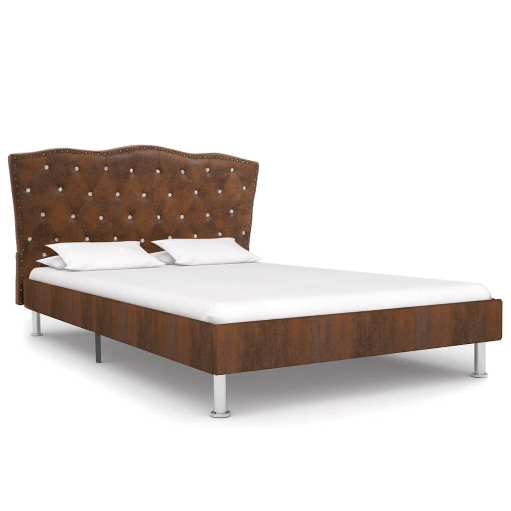 Letto con Materasso Memory Foam Tessuto Marrone 140x200 cm vidaXL
