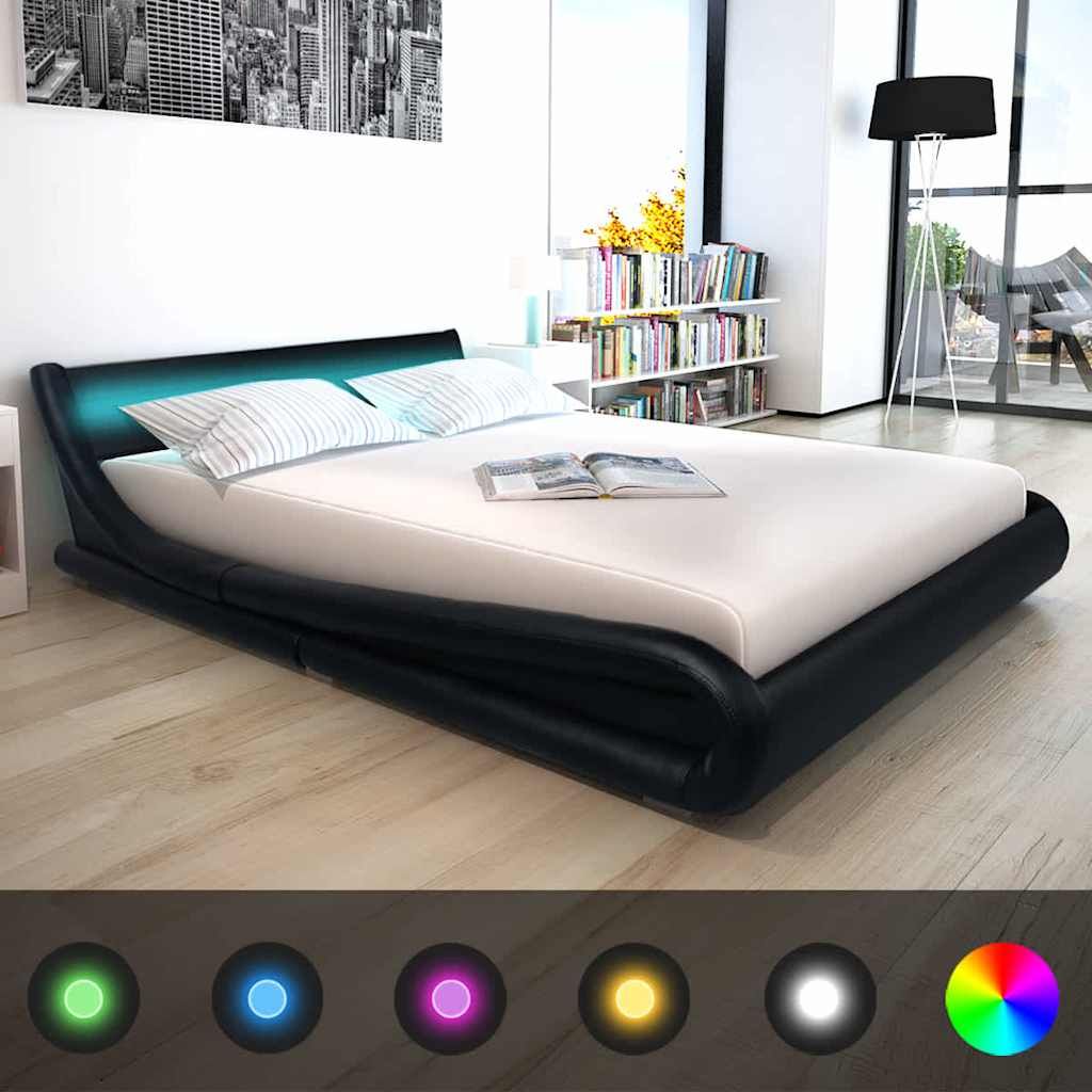 Letto con Materasso Memory e LED Nero in Similpelle 160x200 cm vidaXL