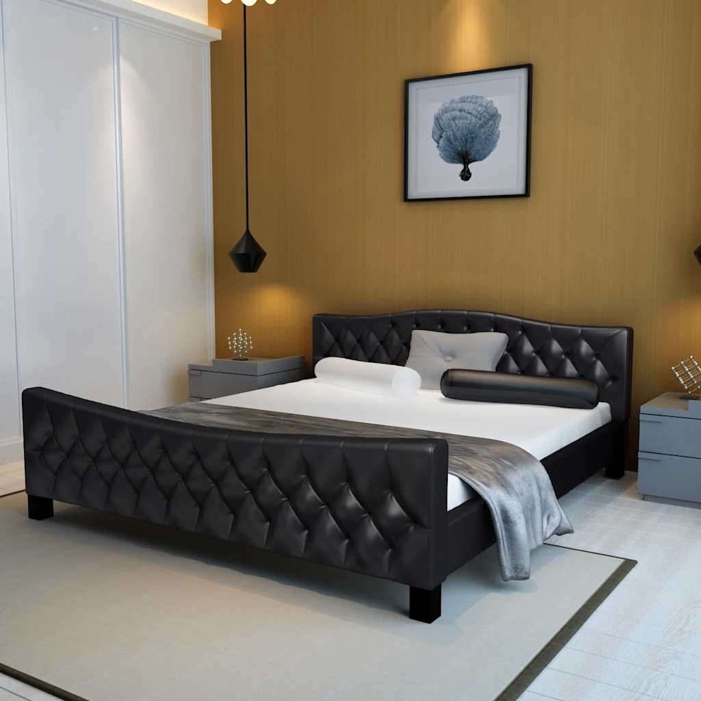 Letto con Materasso Nero in Similpelle 180x200 cm vidaXL