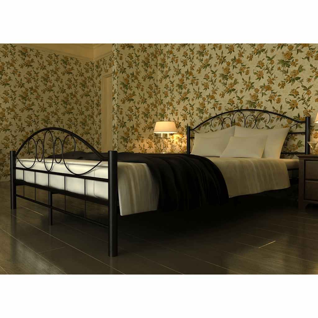 Letto con Materasso con Memoria Nero in Metallo 180x200 cm vidaXL