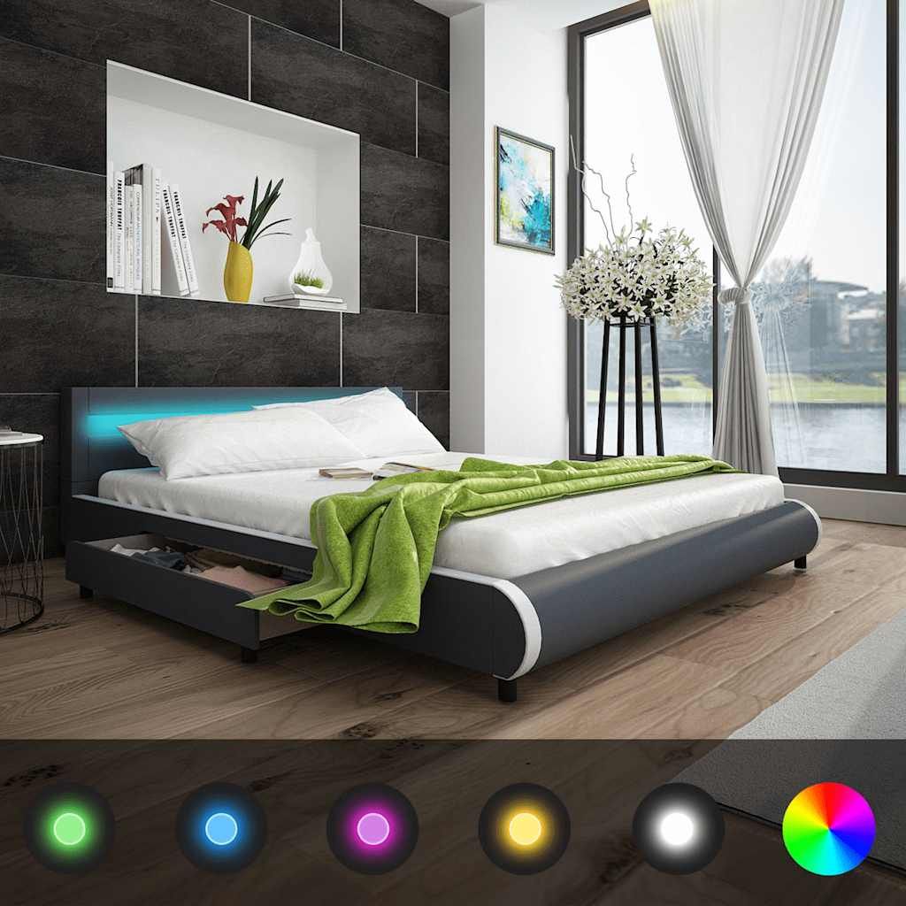 Letto con Materasso Memory e LED Grigio in Similpelle 180x200cm vidaXL