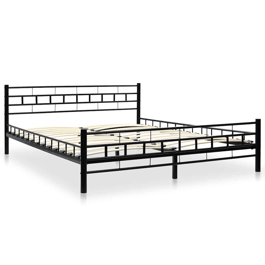 Letto con Materasso Nero in Metallo 160x200 cm vidaXL