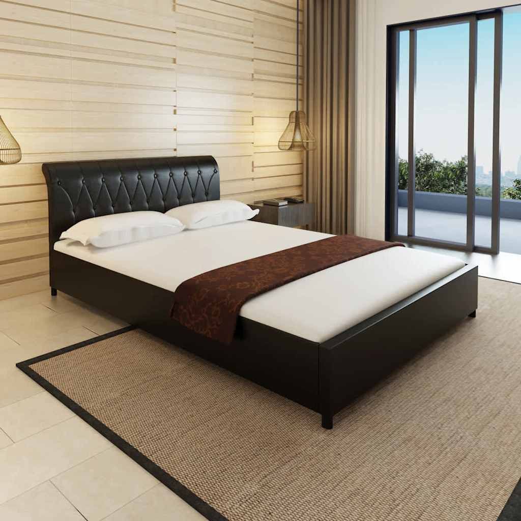 Letto con Materasso Memory Foam Nero in Similpelle 140x200 cm vidaXL